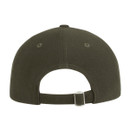 Rear view of an olive green Ridgeline baseball cap featuring an adjustable strap and stitched eyelets.