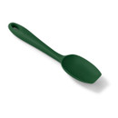 A green silicone spatula spoon isolated on a white background.