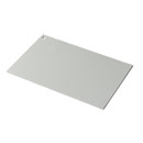 Grey ridged jumbo rectangular hot mat trivet on a white background.