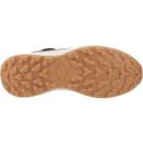 The image shows the sole of a shoe with a rugged, gum-colored tread pattern designed for grip and traction. The texture appears sturdy and durable.