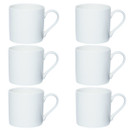 Six identical white ceramic mugs arranged in a 2x3 grid on a white background.