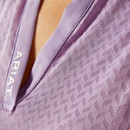 A close up of the V neck with the Ariat logo
