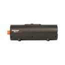 Black cylindrical tent pump with an orange nozzle, labelled "Vango AirBeam," on a white background. It appears modern and functional.