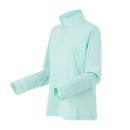 A side view of a light blue quarter-zip fleece.