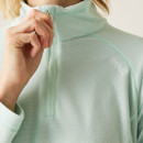 A close up view of the fleeces quarter zip neckline.