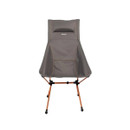 Gray portable camping chair with orange frame and black rubber feet on a white background.