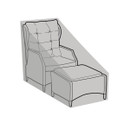 A digital diagram of the furniture cover covering a garden chair and stool.