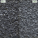 Comparison of wet and dry slate chips with labels "WET" on the left and "DRY" on the right.