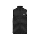 The front of a black quilted gilet.