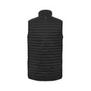 The back of a black quilted gilet.