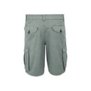 The back of a pair of grey vintage look shorts.