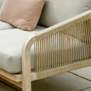 A close up view of the corner sofa's rope detailing on the arms.