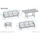 Technical dimension diagram of the Kettler HUC25789C Cora Rope Corner Set, including sofa sections, table and stool measurements in centimetres.