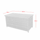 Rectangular wicker storage box with dimensions noted: 160cm length, 80cm width, and 80cm height. Neutral tone, simple design.
