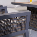 A close up of the faux rattan design
