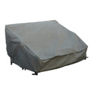 A view of a grey reclining garden furniture cover on a white background