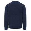 Back view of a navy blue jumper with a round neckline and long sleeves, featuring a textured knit design.