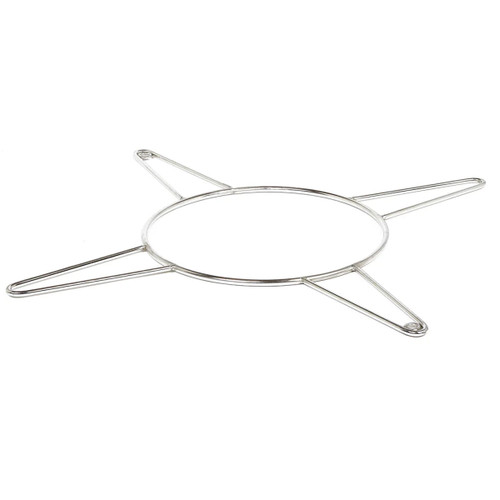 A side-on view of a silver metal Kamado Joe Accessory Rack on a white background.