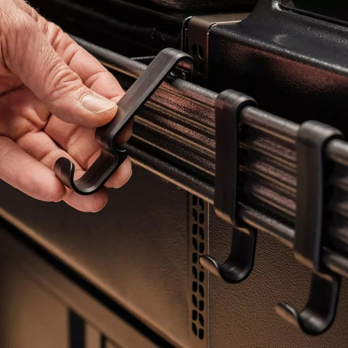 A view of 3 BBQ hooks on a BBQ