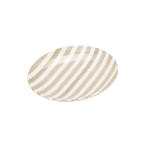 A view of a grey striped Mary Berry side plate on a white background