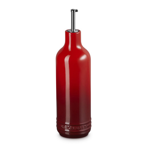A red oil bottle