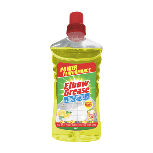 A bottle of Elbow Grease all-purpose floor cleaner.