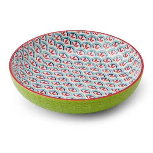 A green geometric design bowl.