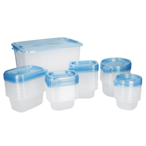 A set of 50 plastic storage containers.