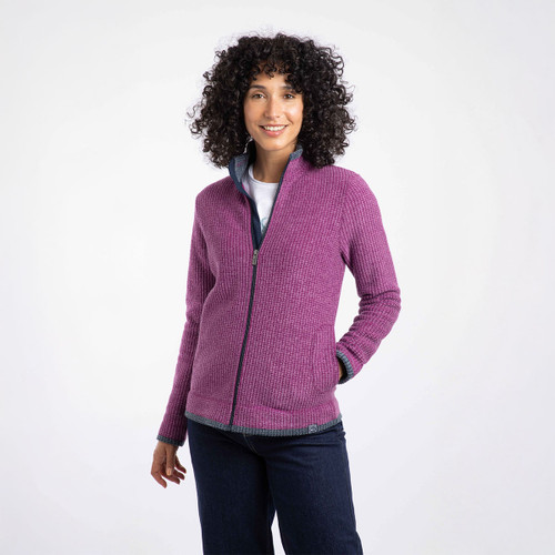 Weird Fish Women's Ariana Full Zip Eco Grid Fleece - Leaf Green