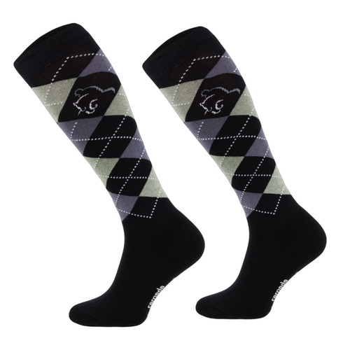 A pair of women's riding socks on a white background