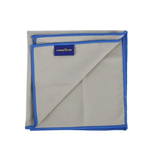 A view of a grey dusting microfibre cloth on a white background