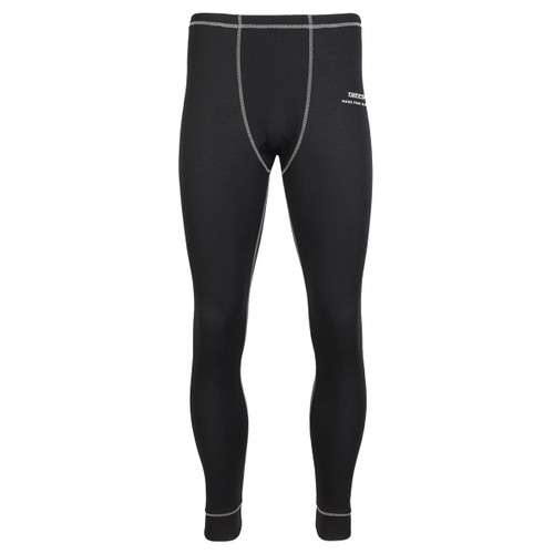 Black thermal leggings with white stitching and a small logo on the upper left. The design is sleek and functional for cold weather activities.