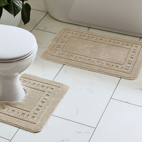 Catherine Lansfield Armoni Bath Mat Set, 2 Piece - Natural