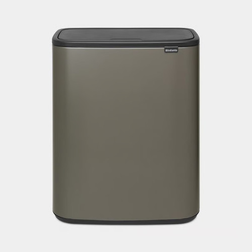 A view of a grey touch lid bin on a white background