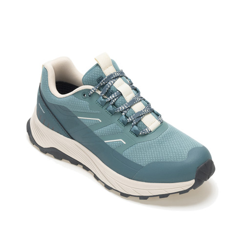 eal trail shoe angled from the front, showing lace system, reinforced toe, and cushioned midsole.