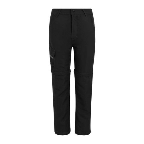 Black convertible hiking trousers with a cargo pocket on the left leg. The pants have a zip-off design above the knee, allowing them to transform into shorts.