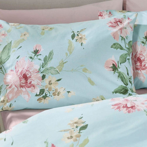 Catherine Lansfield Avebury Floral Reversible Bedding Set - Duck Egg