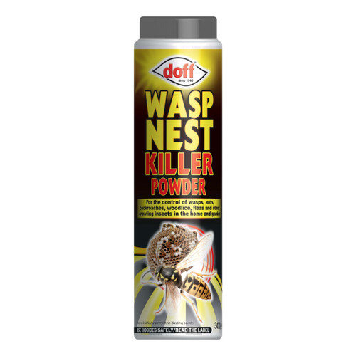 Doff Wasp Nest Killer Powder 300g tub with yellow and red label and image of a wasp and nest.