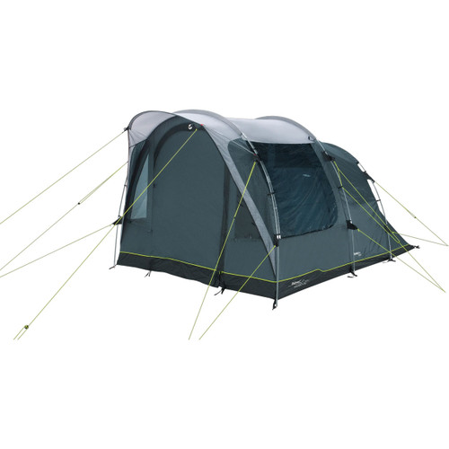 Outwell inflatable tunnel tent in dark grey with large front porch and guy lines