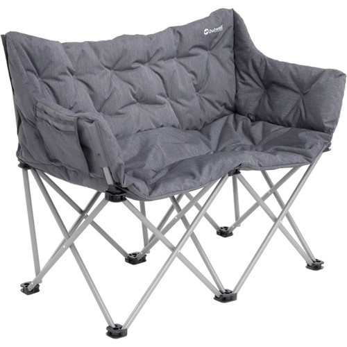 Outwell grey padded double camping sofa chair with folding steel frame