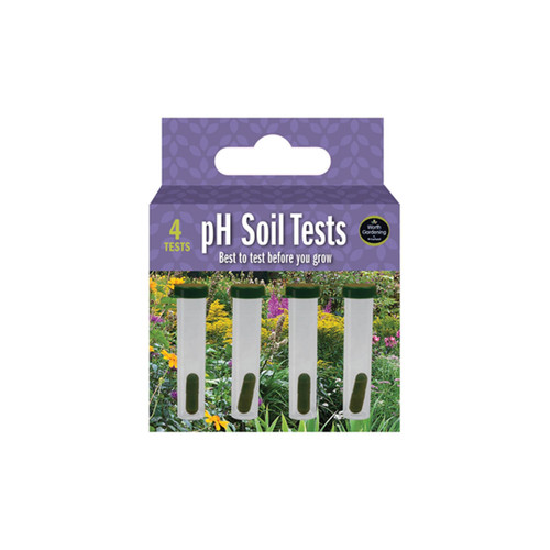 Pack of four pH soil test kits in retail packaging, designed to check soil acidity before planting.