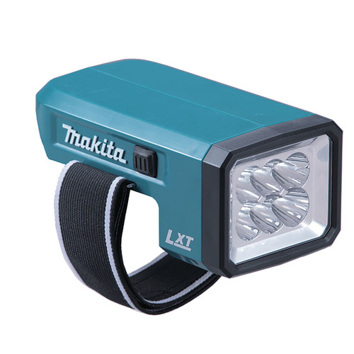 Makita LXT cordless LED work light with adjustable wrist strap.