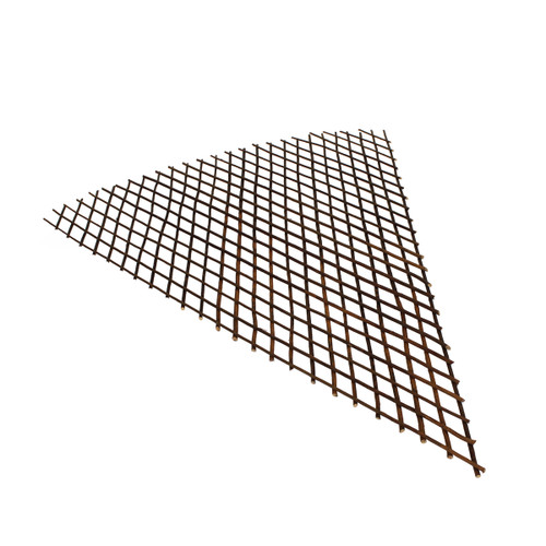 Expanded willow trellis fence panel with square lattice design for supporting climbing plants and garden screening