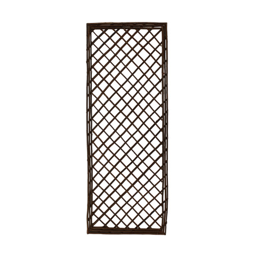 Rectangular willow garden trellis panel with diamond lattice design for climbing plants and outdoor garden support