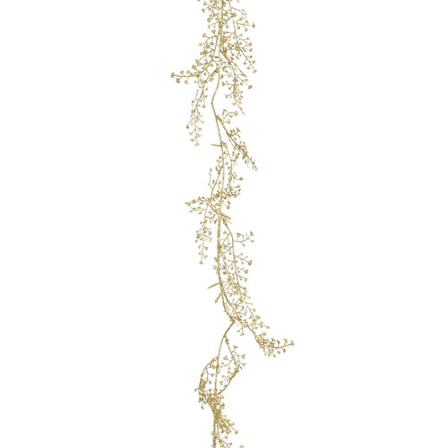 Gold glitter leaf garland with delicate branching stems and a trailing design.