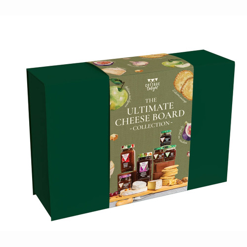 Cottage Delight The Ultimate Cheeseboard Collection gift set in a premium presentation box, featuring an assortment of artisan chutneys, pickles and savoury biscuits, ideal for Christmas gifting, cheeseboards and festive entertaining.