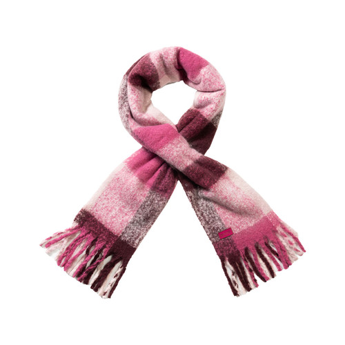 Regatta Aleena Shawl Scarf in Violet Fig Pink with a soft brushed check pattern and fringed edges.
