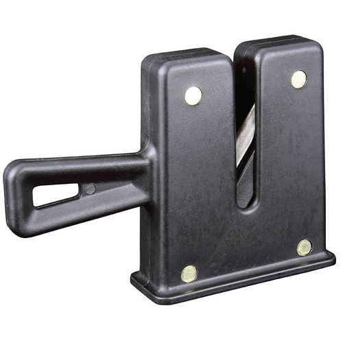 Taylor’s Eye Witness Sheffield Choice Plus black knife sharpener with pull-through sharpening slot and easy-grip handle.