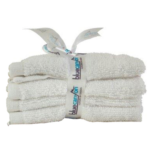 Blue Canyon Face Cloths, White - 4 Pack