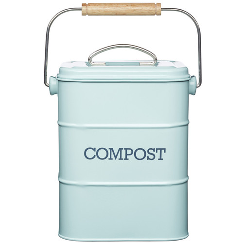 KitchenCraft 'Living Nostalgia' Metal Compost Bin - Blue